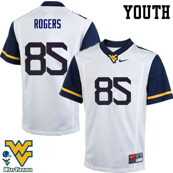 NCAA Youth Ricky Rogers West Virginia Mountaineers White #85 Nike Stitched Football College Authentic Jersey PF23L77IR
